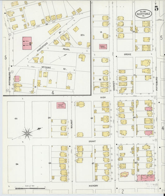 Sanborn Fire Insurance Map from Scottdale, Westmoreland County, Pennsylvania (1903), Sheet #0005 - Historic Sanborn Fire Insurance Map Print, vintage old map wall art, antique decor, genealogy gift, Pennsylvania Pennsylvania map