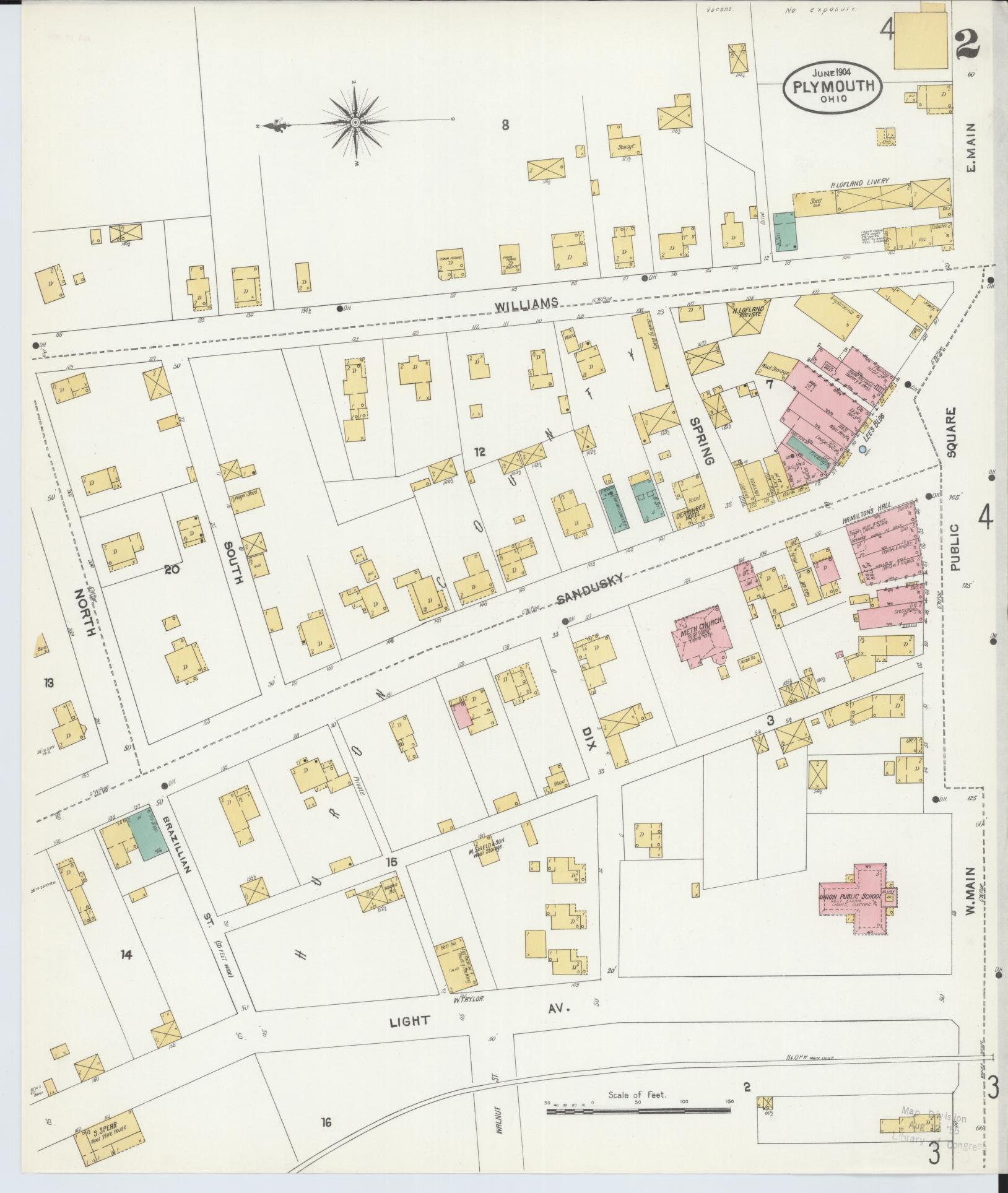 Sanborn Fire Insurance Map from Plymouth, Huron And Richland Counties, Ohio (1904), Sheet #0002 - Complete Map Set gallery image, historic Sanborn map, vintage wall art, Ohio Ohio
