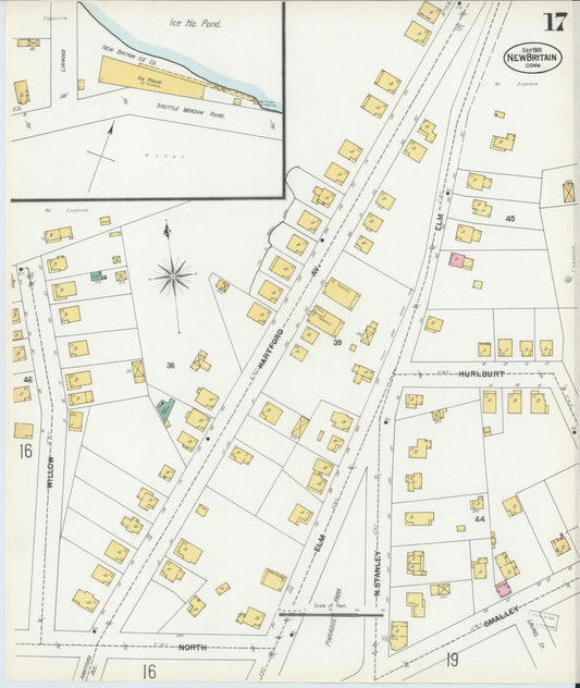 Sanborn Fire Insurance Map from New Britain, Hartford County, Connecticut (1901), Sheet #0017 - Historic Sanborn Fire Insurance Map Print, vintage old map wall art, antique decor, genealogy gift, Connecticut Connecticut map