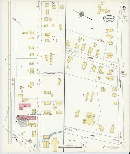 Sanborn Fire Insurance Map from Franklin, Norfolk County, Massachusetts (1911), Sheet #0009 - Complete Map Set gallery image, historic Sanborn map, vintage wall art, Massachusetts Massachusetts