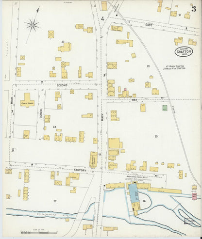 Sanborn Fire Insurance Map from Grafton, Worcester County, Massachusetts (1889), Sheet #0003 - Complete Map Set gallery image, historic Sanborn map, vintage wall art, Massachusetts Massachusetts