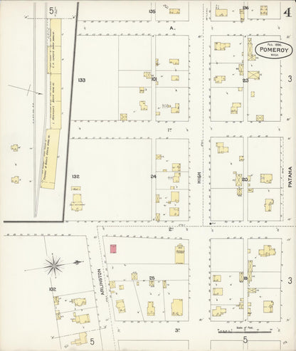 Sanborn Fire Insurance Map from Pomeroy, Garfield County, Washington (1896), Sheet #0004 - Complete Map Set gallery image, historic Sanborn map, vintage wall art, Washington Washington