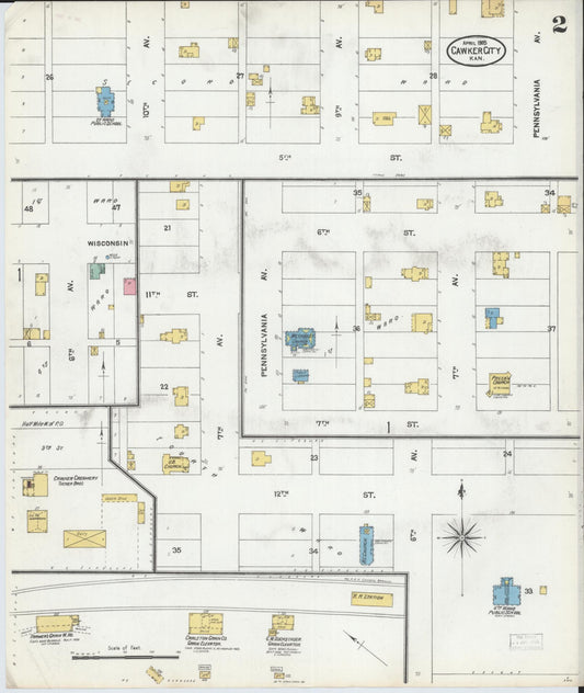Sanborn Fire Insurance Map from Cawker City, Mitchell County, Kansas (1905), Sheet #0002 - Historic Sanborn Fire Insurance Map Print, vintage old map wall art, antique decor, genealogy gift, Kansas Kansas map