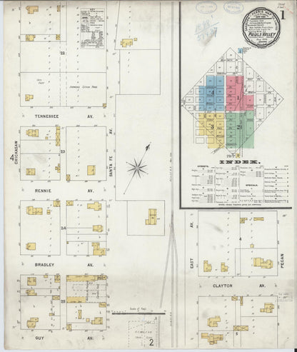 Sanborn Fire Insurance Map from Pauls Valley, Garvin County, Oklahoma (1898), Sheet #0001 - Complete Map Set gallery image, historic Sanborn map, vintage wall art, Oklahoma Oklahoma
