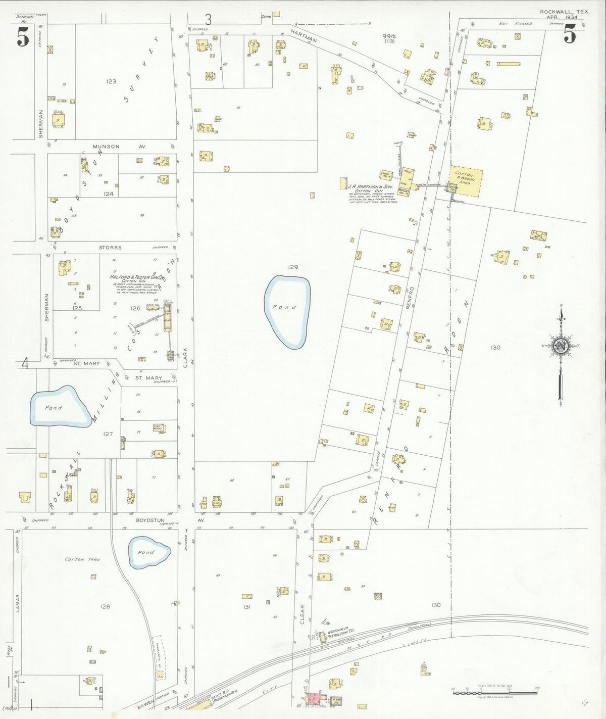 Sanborn Fire Insurance Map from Rockwall, Rockwall County, Texas (1934), Sheet #0005 - Complete Map Set gallery image, historic Sanborn map, vintage wall art, Texas Texas