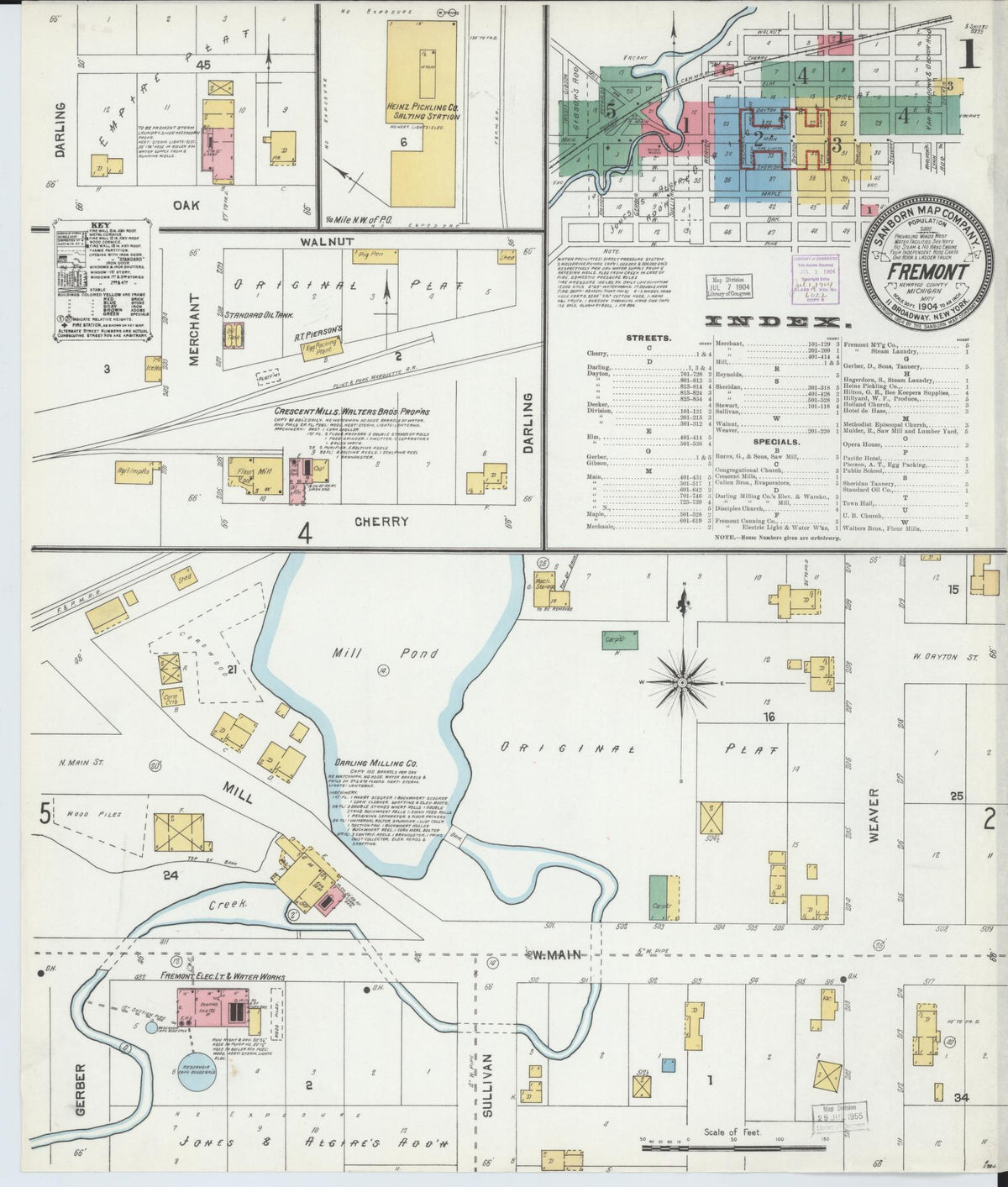 Sanborn Fire Insurance Map from Fremont, Newaygo County, Michigan (1904), Sheet #0001 - Complete Map Set gallery image, historic Sanborn map, vintage wall art, Michigan Michigan