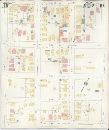 Sanborn Fire Insurance Map from Trinidad, Las Animas County, Colorado (1948), Sheet #0010 - Complete Map Set gallery image, historic Sanborn map, vintage wall art, Colorado Colorado