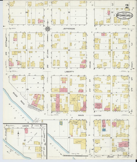Sanborn Fire Insurance Map from McConnelsville, Morgan County, Ohio (1917), Sheet #0002 - Historic Sanborn Fire Insurance Map Print, vintage old map wall art, antique decor, genealogy gift, Ohio Ohio map