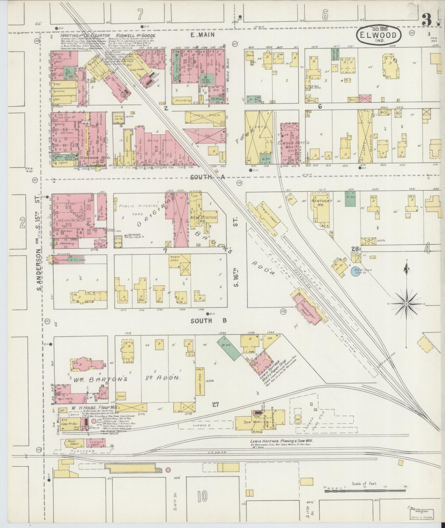 Sanborn Fire Insurance Map from Elwood, Madison County, Indiana (1895), Sheet #0003 - Complete Map Set gallery image, historic Sanborn map, vintage wall art, Indiana Indiana