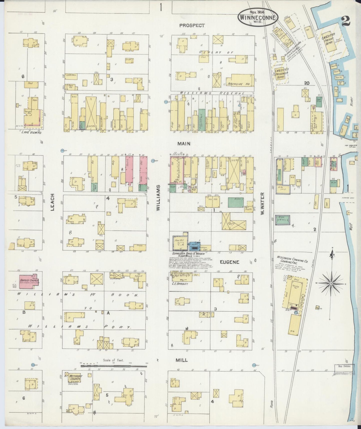 Sanborn Fire Insurance Map from Winneconne, Winnebago County, Wisconsin (1904), Sheet #0002 - Complete Map Set gallery image, historic Sanborn map, vintage wall art, Wisconsin Wisconsin
