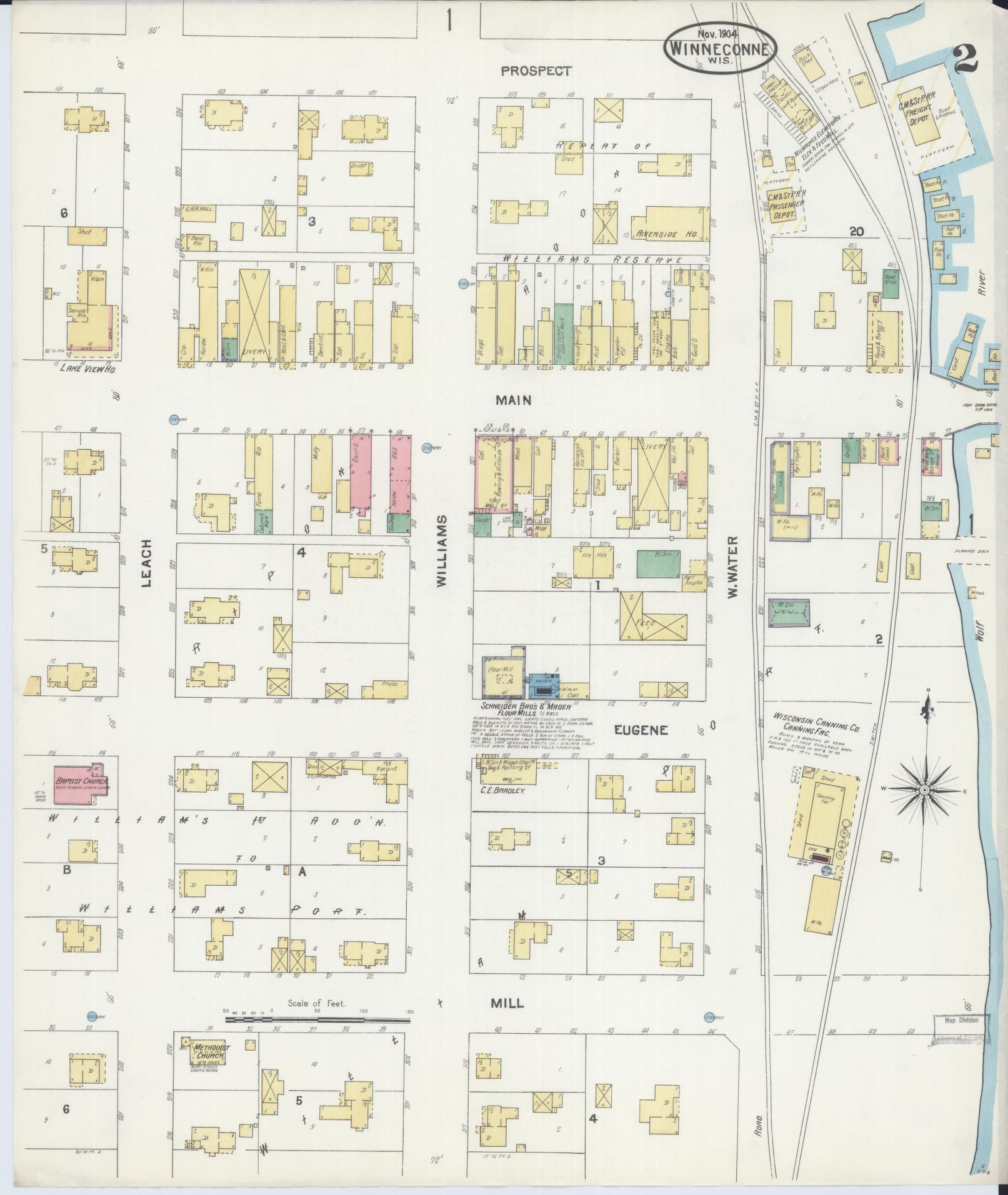 Sanborn Fire Insurance Map from Winneconne, Winnebago County, Wisconsin (1904), Sheet #0002 - Complete Map Set gallery image, historic Sanborn map, vintage wall art, Wisconsin Wisconsin