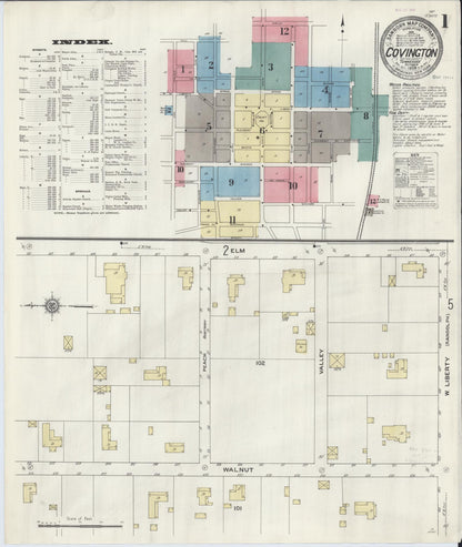 Sanborn Fire Insurance Map from Covington, Tipton County, Tennessee (1909), Sheet #0001 - Complete Map Set gallery image, historic Sanborn map, vintage wall art, Tennessee Tennessee