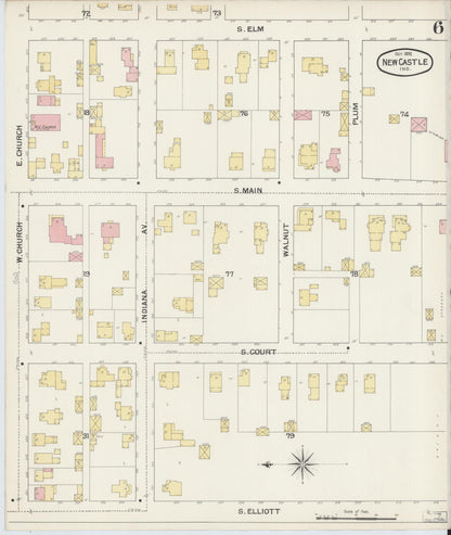Sanborn Fire Insurance Map from New Castle, Henry County, Indiana (1892), Sheet #0006 - Complete Map Set gallery image, historic Sanborn map, vintage wall art, Indiana Indiana