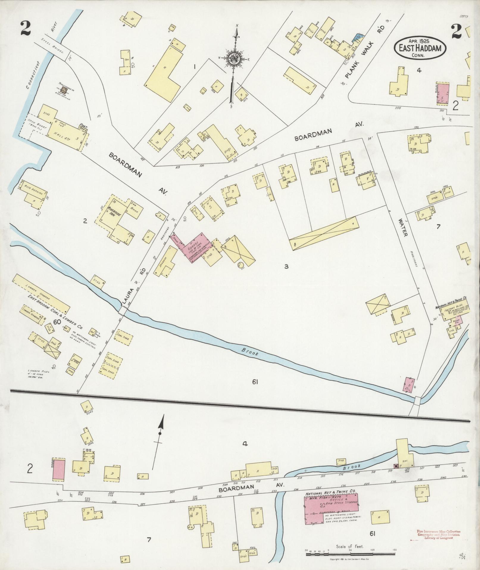 Sanborn Fire Insurance Map from East Haddam, Middlesex County, Connecticut (1925), Sheet #0002 - Complete Map Set gallery image, historic Sanborn map, vintage wall art, Connecticut Connecticut