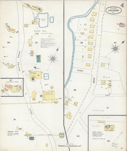 Sanborn Fire Insurance Map from Jackson, Amador County, California (1895), Sheet #0004 - Complete Map Set gallery image, historic Sanborn map, vintage wall art, California California