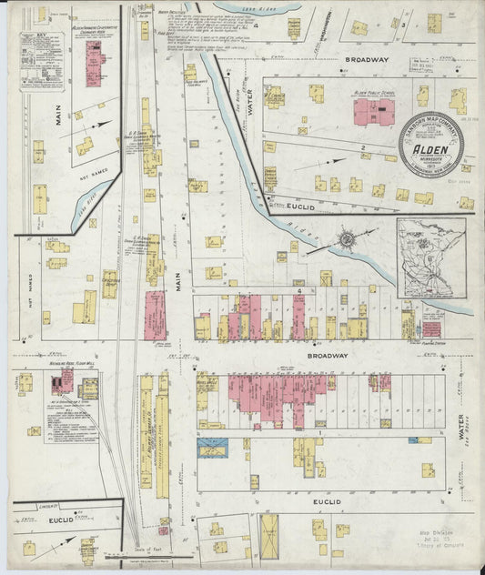 Sanborn Fire Insurance Map from Alden, Freeborn County, Minnesota (1917), Sheet #0001 - Historic Sanborn Fire Insurance Map Print, vintage old map wall art, antique decor, genealogy gift, Minnesota Minnesota map