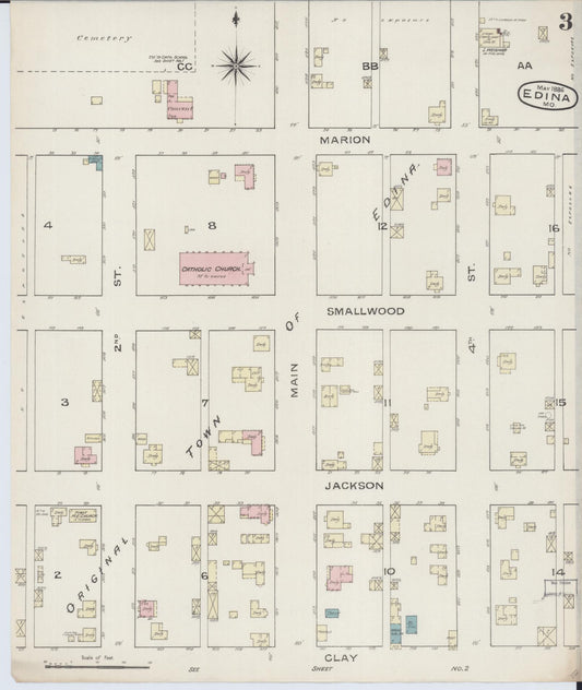 Sanborn Fire Insurance Map from Edina, Knox County, Missouri (1886), Sheet #0003 - Historic Sanborn Fire Insurance Map Print, vintage old map wall art, antique decor, genealogy gift, Missouri Missouri map