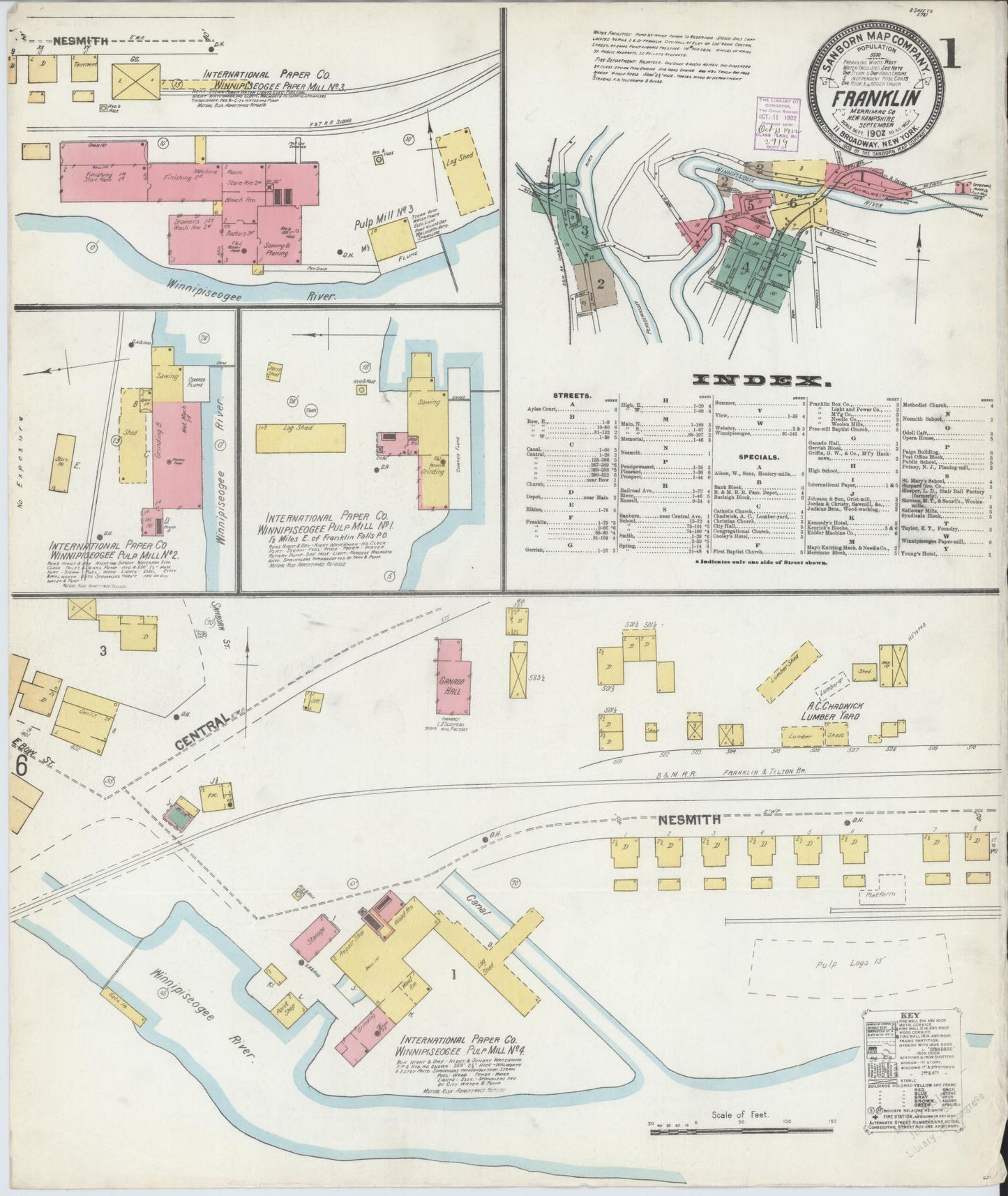 Sanborn Fire Insurance Map from Franklin, Merrimack County, New Hampshire. (1902) – Historic Sanborn Fire Insurance Map Print
