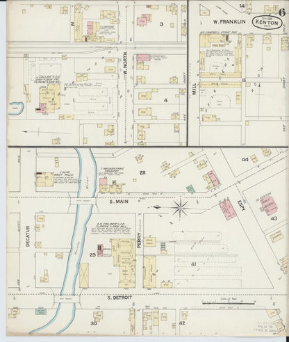 Sanborn Fire Insurance Map from Kenton, Hardin County, Ohio (1888), Sheet #0006 - Historic Sanborn Fire Insurance Map Print, vintage old map wall art, antique decor, genealogy gift, Ohio Ohio map