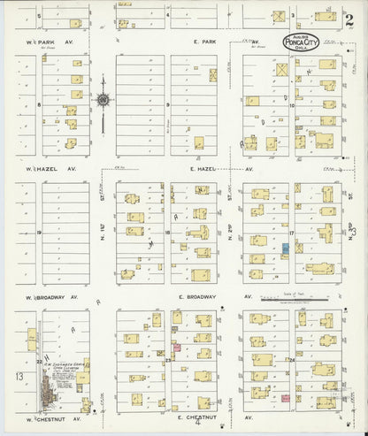 Sanborn Fire Insurance Map from Ponca City, Kay County, Oklahoma (1919), Sheet #0002 - Complete Map Set gallery image, historic Sanborn map, vintage wall art, Oklahoma Oklahoma