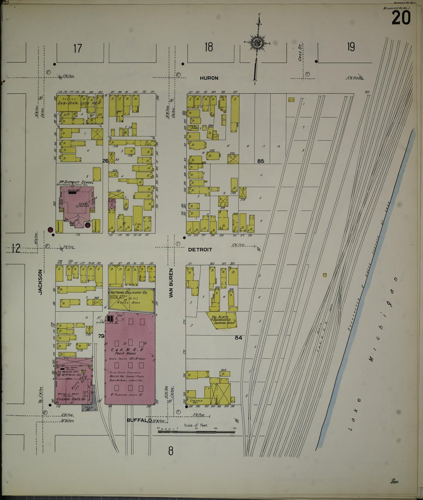 Sanborn Fire Insurance Map from Milwaukee, Milwaukee County, Wisconsin (1910), Sheet #0020 - Complete Map Set gallery image, historic Sanborn map, vintage wall art, Wisconsin Wisconsin