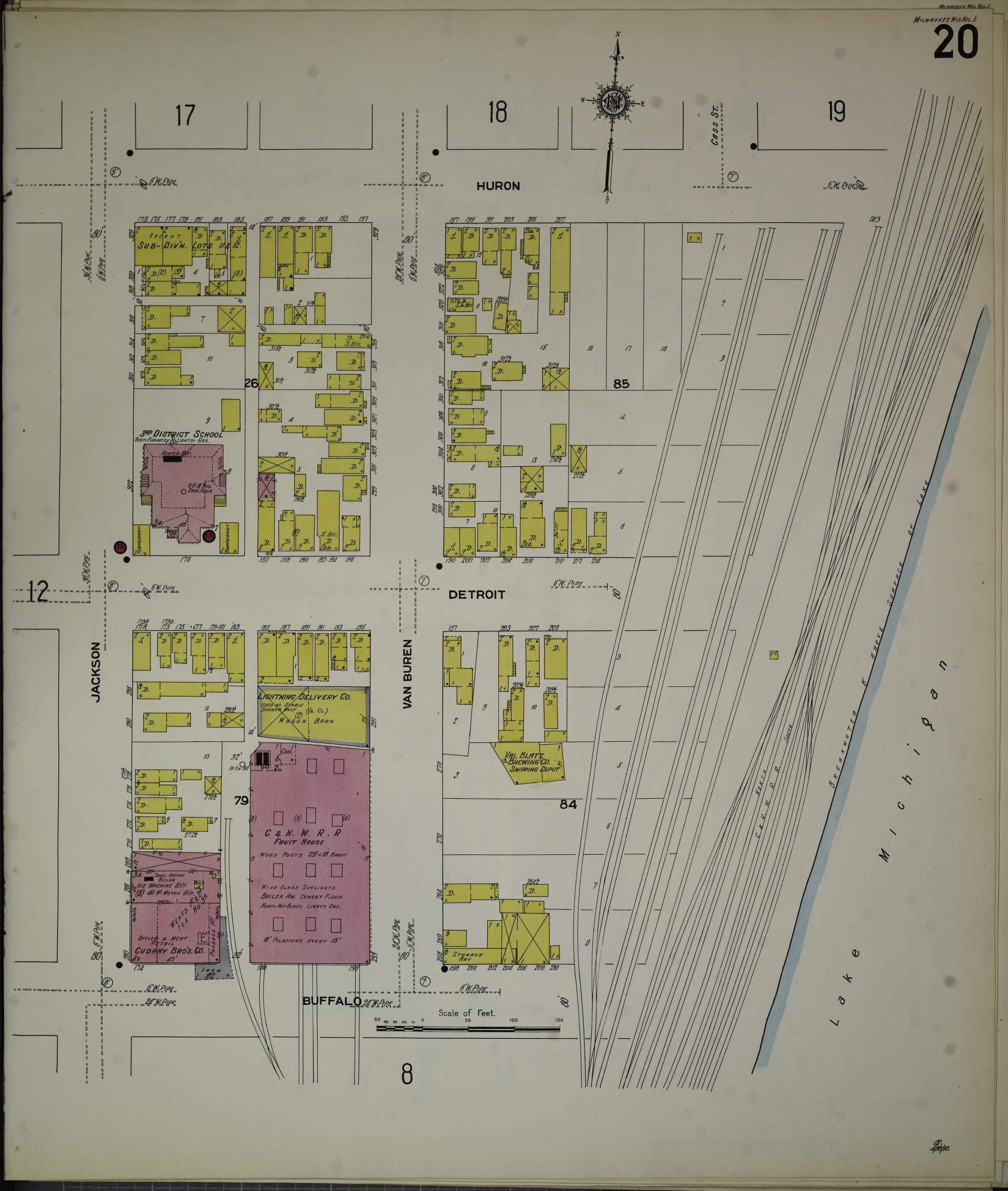 Sanborn Fire Insurance Map from Milwaukee, Milwaukee County, Wisconsin (1910), Sheet #0020 - Complete Map Set gallery image, historic Sanborn map, vintage wall art, Wisconsin Wisconsin