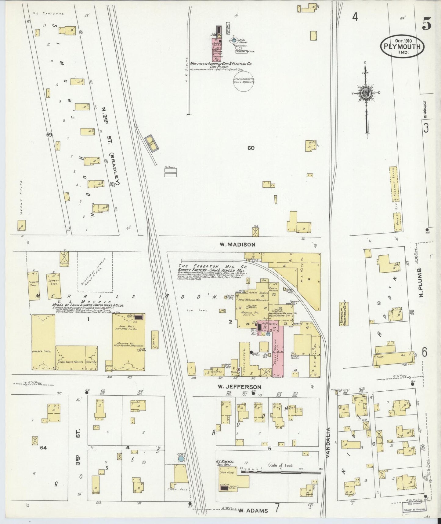 Sanborn Fire Insurance Map from Plymouth, Marhshall County, Indiana (1910), Sheet #0005 - Complete Map Set gallery image, historic Sanborn map, vintage wall art, Indiana Indiana