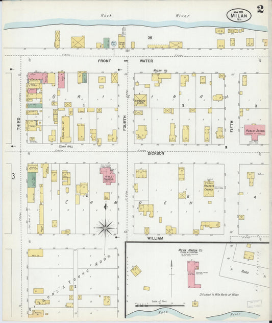 Sanborn Fire Insurance Map from Milan, Rock Island County, Illinois (1901), Sheet #0002 - Historic Sanborn Fire Insurance Map Print, vintage old map wall art, antique decor, genealogy gift, Illinois Illinois map