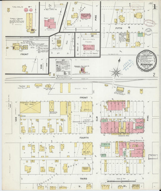 Sanborn Fire Insurance Map from Norborne, Carroll County, Missouri (1899), Sheet #0001 - Complete Map Set gallery image, historic Sanborn map, vintage wall art, Missouri Missouri