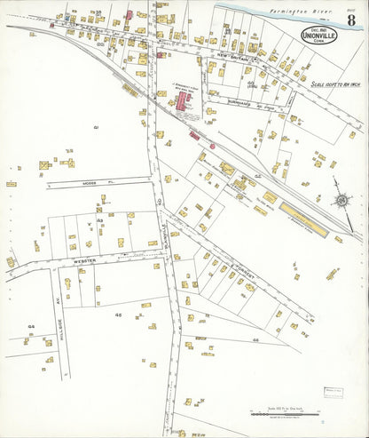 Sanborn Fire Insurance Map from Unionville, Hartford County, Connecticut (1921), Sheet #0008 - Complete Map Set gallery image, historic Sanborn map, vintage wall art, Connecticut Connecticut