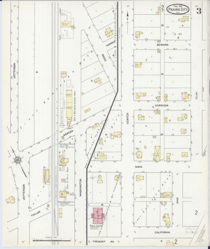 Sanborn Fire Insurance Map from Prairie City, Mcdonough County, Illinois (1912), Sheet #0003 - Complete Map Set gallery image, historic Sanborn map, vintage wall art, Illinois Illinois