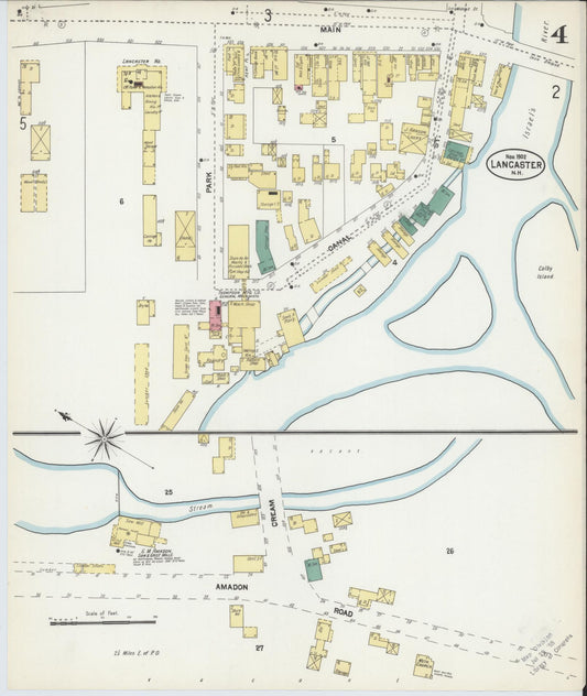 Sanborn Fire Insurance Map from Lancaster, Coos County, New Hampshire (1902), Sheet #0004 - Historic Sanborn Fire Insurance Map Print, vintage old map wall art, antique decor, genealogy gift, New Hampshire New Hampshire map