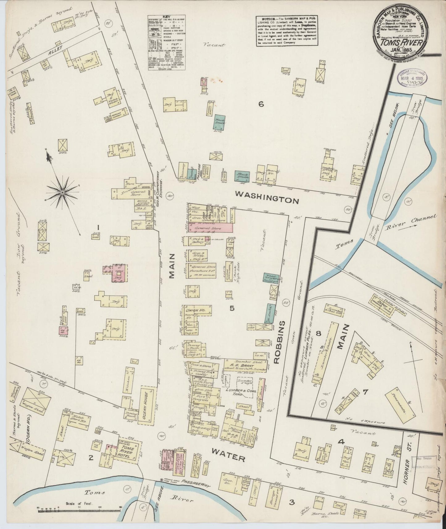 Sanborn Fire Insurance Map from Toms River, Ocean County, New Jersey. (1885) – Historic Sanborn Fire Insurance Map Print