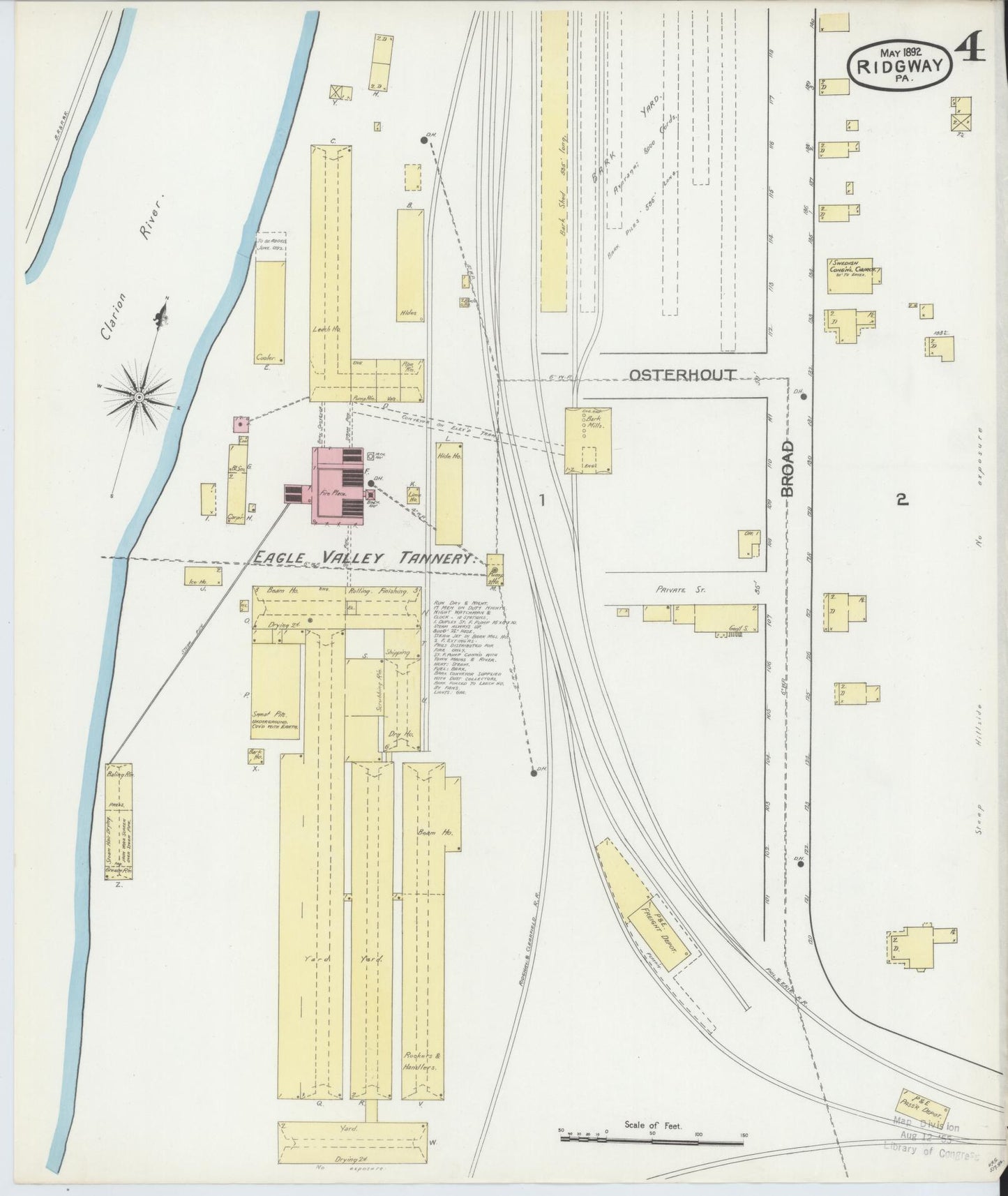 Sanborn Fire Insurance Map from Ridgway, Elk County, Pennsylvania (1892), Sheet #0004 - Historic Sanborn Fire Insurance Map Print, vintage old map wall art, antique decor, genealogy gift, Pennsylvania Pennsylvania map