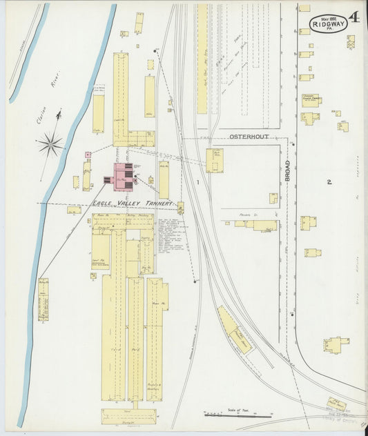 Sanborn Fire Insurance Map from Ridgway, Elk County, Pennsylvania (1892), Sheet #0004 - Historic Sanborn Fire Insurance Map Print, vintage old map wall art, antique decor, genealogy gift, Pennsylvania Pennsylvania map