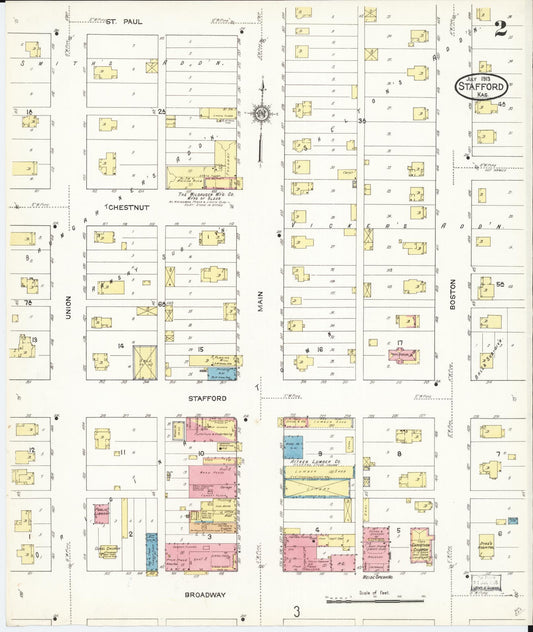 Sanborn Fire Insurance Map from Stafford, Stafford County, Kansas (1913), Sheet #0002 - Historic Sanborn Fire Insurance Map Print, vintage old map wall art, antique decor, genealogy gift, Kansas Kansas map