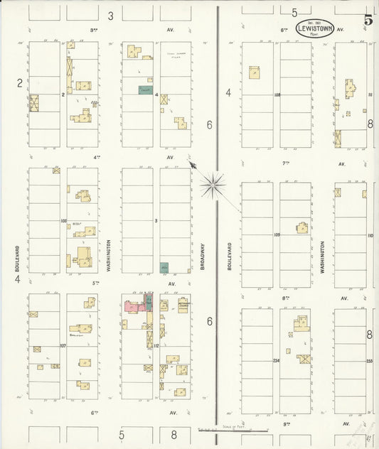 Sanborn Fire Insurance Map from Lewistown, Fergus County, Montana (1901), Sheet #0005 - Historic Sanborn Fire Insurance Map Print, vintage old map wall art, antique decor, genealogy gift, Montana Montana map