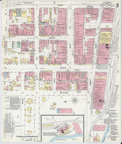 Sanborn Fire Insurance Map from Alton, Madison County, Illinois (1897), Sheet #0003 - Historic Sanborn Fire Insurance Map Print, vintage old map wall art, antique decor, genealogy gift, Illinois Illinois map