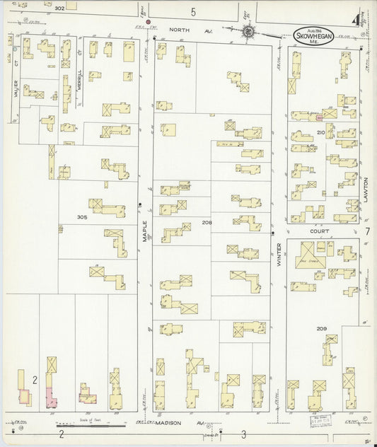 Sanborn Fire Insurance Map from Skowhegan, Somerset County, Maine (1914), Sheet #0004 - Historic Sanborn Fire Insurance Map Print, vintage old map wall art, antique decor, genealogy gift, Maine Maine map