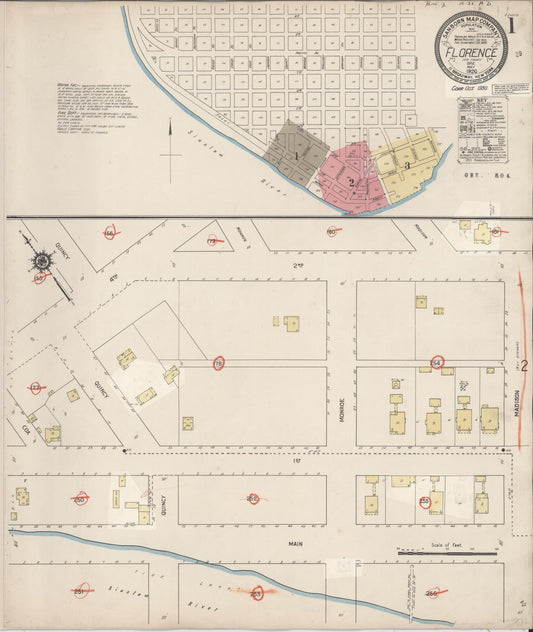 Sanborn Fire Insurance Map from Florence, Lane County, Oregon (1930), Sheet #0001 - Complete Map Set gallery image, historic Sanborn map, vintage wall art, Oregon Oregon