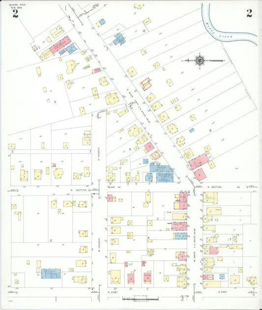 Sanborn Fire Insurance Map from Mason, Warren County, Ohio (1946), Sheet #0002 - Historic Sanborn Fire Insurance Map Print, vintage old map wall art, antique decor, genealogy gift, Ohio Ohio map
