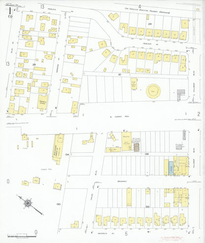 Sanborn Fire Insurance Map from Millbrae, San Mateo County, California (1949), Sheet #0001 - Complete Map Set gallery image, historic Sanborn map, vintage wall art, California California
