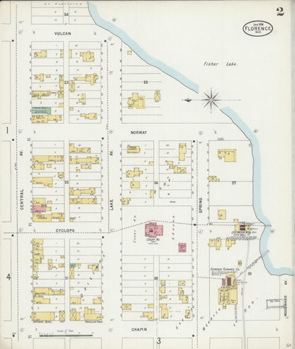 Sanborn Fire Insurance Map from Florence, Florence County, Wisconsin (1898), Sheet #0002 - Complete Map Set gallery image, historic Sanborn map, vintage wall art, Wisconsin Wisconsin