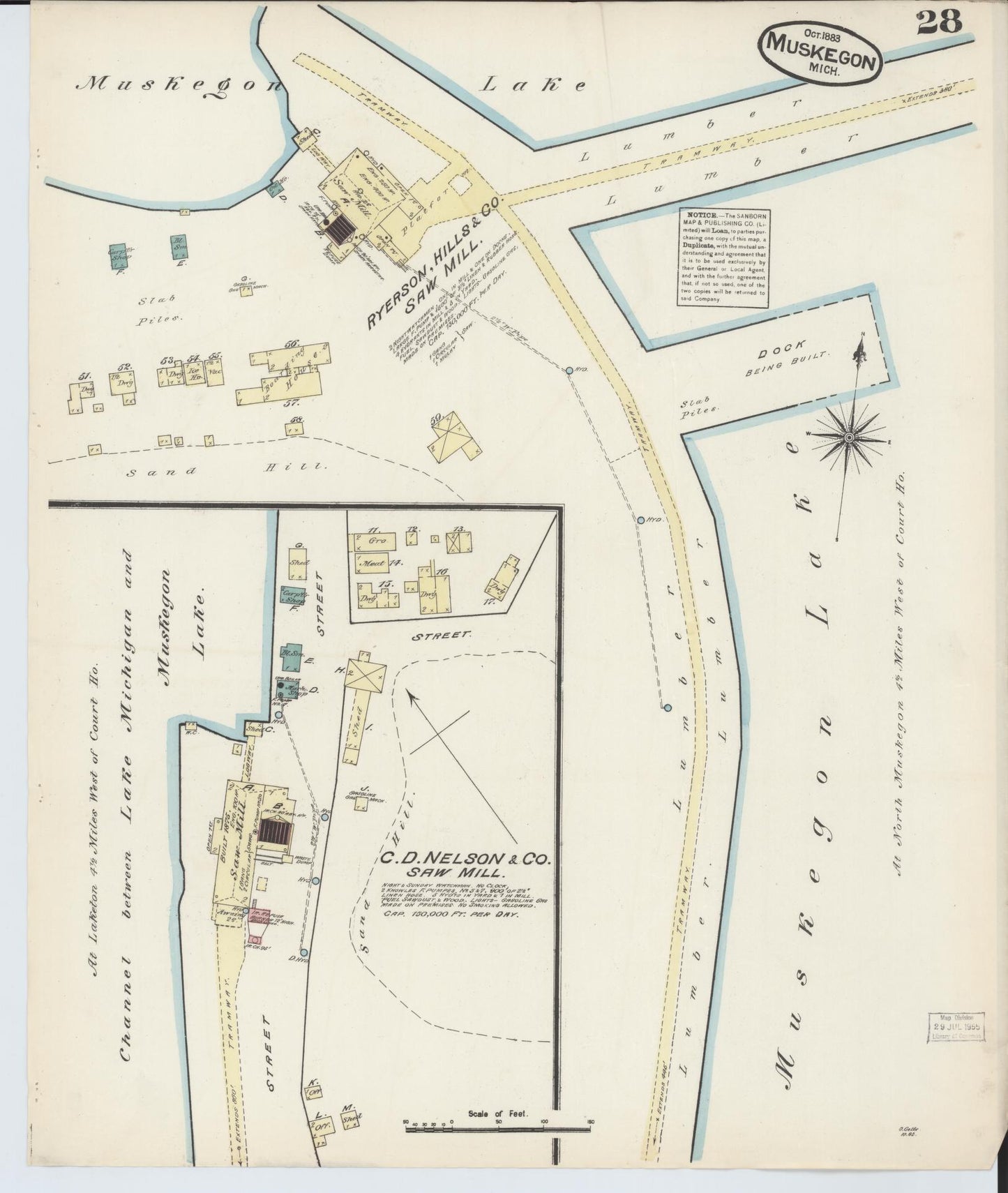 Sanborn Fire Insurance Map from Muskegon, Muskegon County, Michigan (1883), Sheet #0028 - Complete Map Set gallery image, historic Sanborn map, vintage wall art, Michigan Michigan