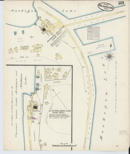 Sanborn Fire Insurance Map from Muskegon, Muskegon County, Michigan (1883), Sheet #0028 - Complete Map Set gallery image, historic Sanborn map, vintage wall art, Michigan Michigan