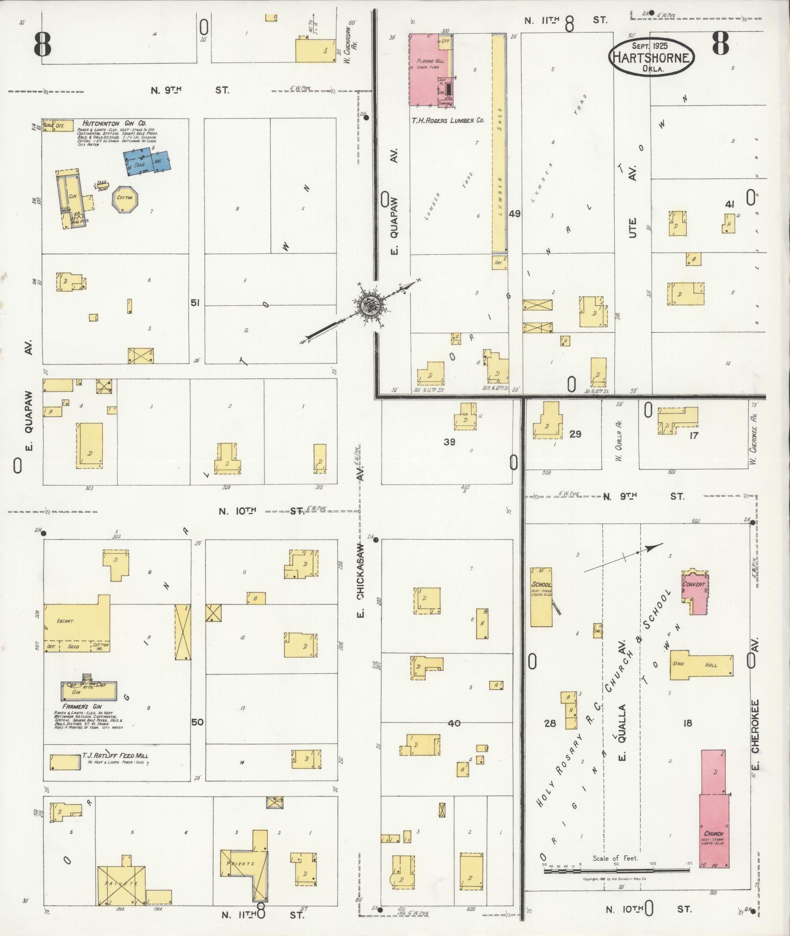 Sanborn Fire Insurance Map from Hartshorne, Pittsburg County, Oklahoma (1925), Sheet #0008 - Complete Map Set gallery image, historic Sanborn map, vintage wall art, Oklahoma Oklahoma