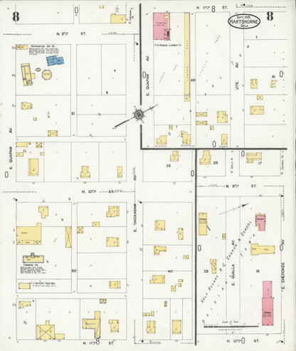 Sanborn Fire Insurance Map from Hartshorne, Pittsburg County, Oklahoma (1925), Sheet #0008 - Complete Map Set gallery image, historic Sanborn map, vintage wall art, Oklahoma Oklahoma