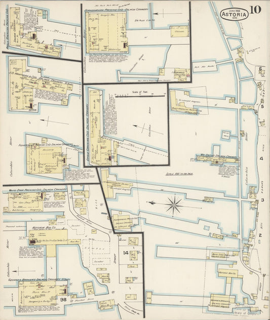 Sanborn Fire Insurance Map from Astoria, Clatsop County, Oregon (1888), Sheet #0010 - Historic Sanborn Fire Insurance Map Print, vintage old map wall art, antique decor, genealogy gift, Oregon Oregon map