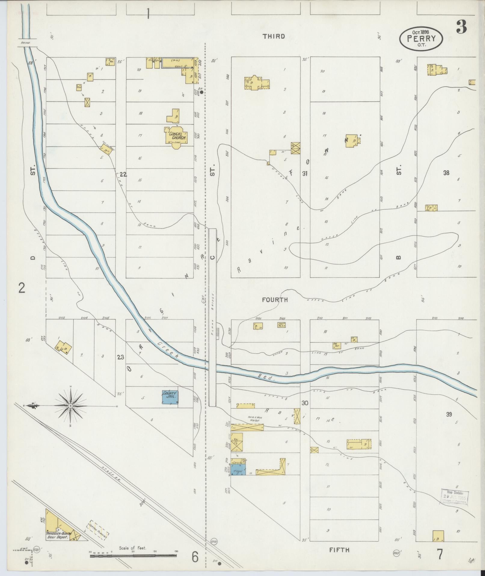 Sanborn Fire Insurance Map from Perry, Noble County, Oklahoma (1898), Sheet #0003 - Complete Map Set gallery image, historic Sanborn map, vintage wall art, Oklahoma Oklahoma