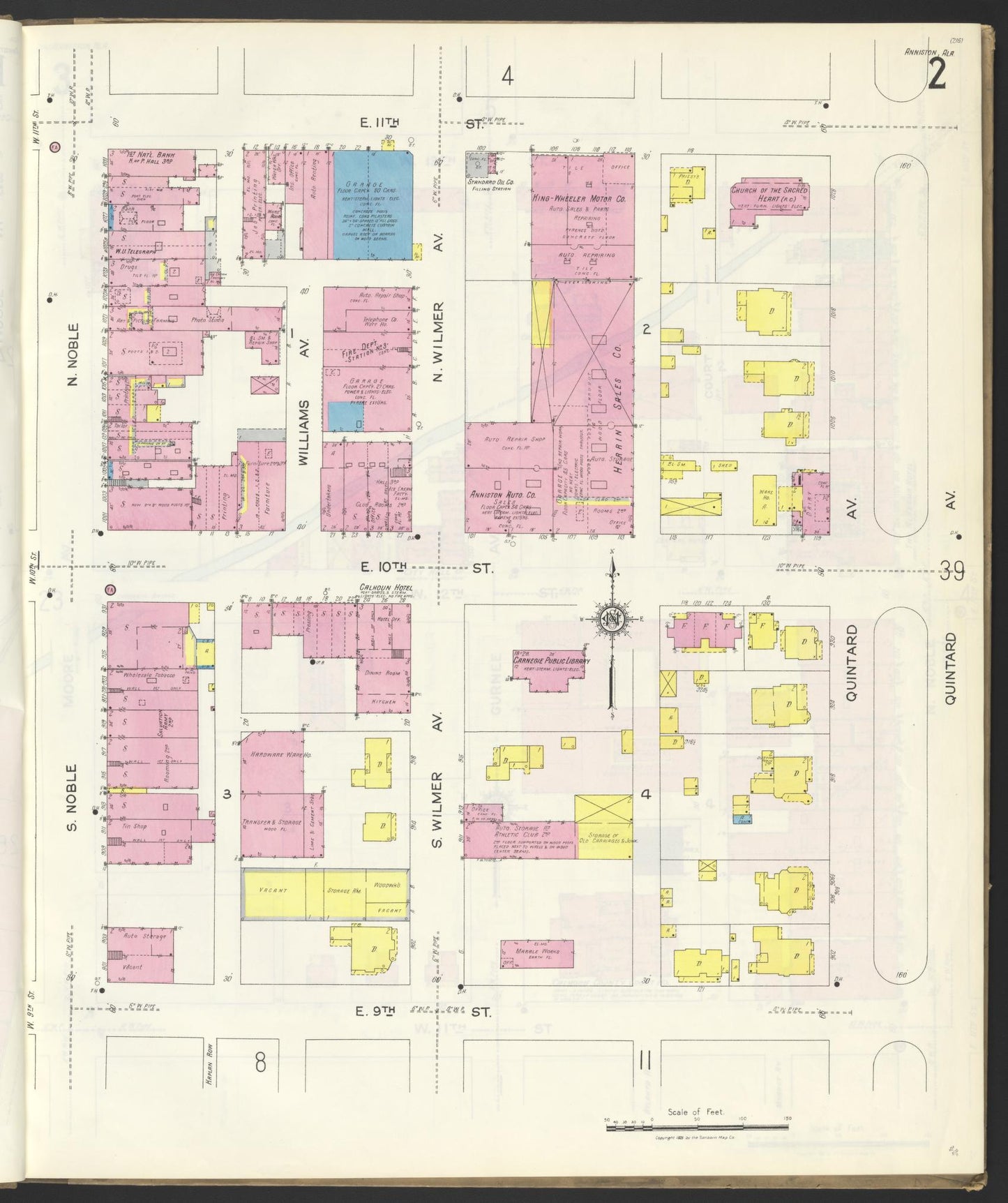 Sanborn Fire Insurance Map from Anniston, Calhoun County, Alabama (1925), Sheet #0002 - Complete Map Set gallery image, historic Sanborn map, vintage wall art, Alabama Alabama